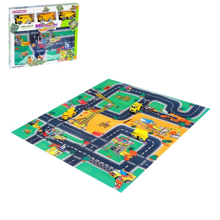 Коврик игровой "Стройка", с 3 машинами