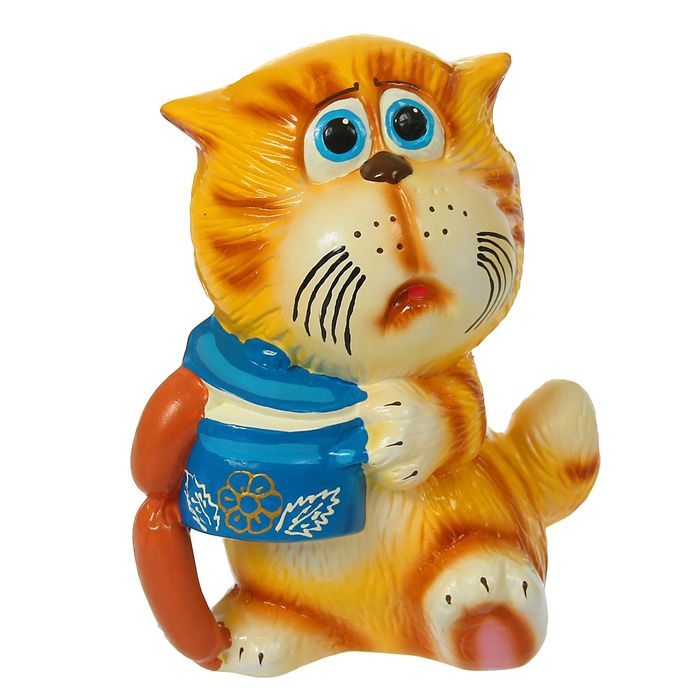 Копилка "Кот-воришка" глянец, бежевая, микс