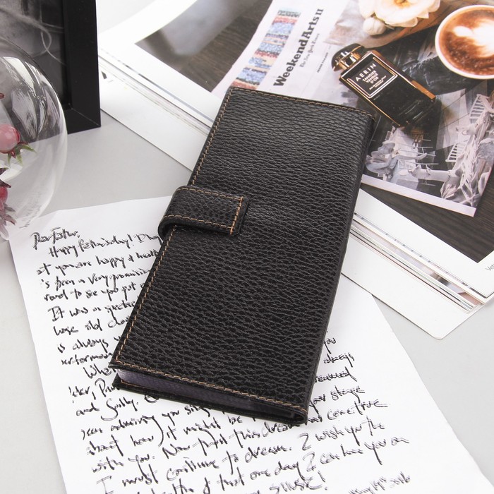 Визитница на кнопке, 2 ряда, 24 листа, флотер, цвет чёрный