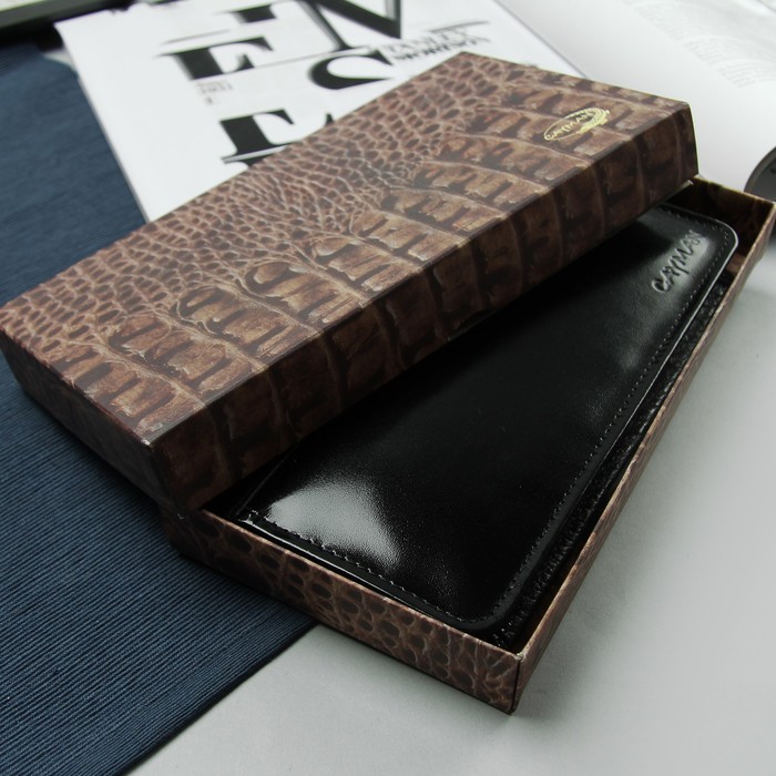 Портмоне на кнопке, 2 отдела, для монет, цвет чёрный