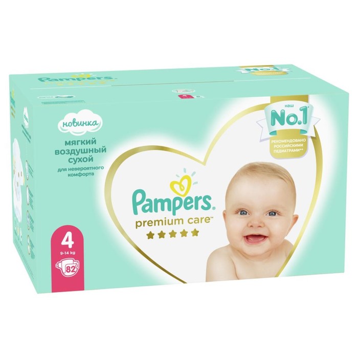 фото Подгузники pampers premium care, размер 4, 82 шт.