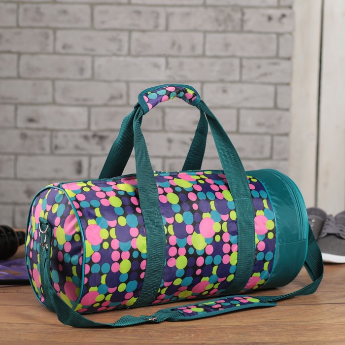 Сумка спортивная на молнии "Горох", 1 отдел, 1 наружный карман, длинный ремень, разноцветная