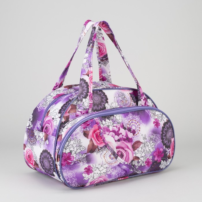 Сумка спортивная на молнии "Розы", 1 отдел, 1 наружный карман, цвет сиреневый