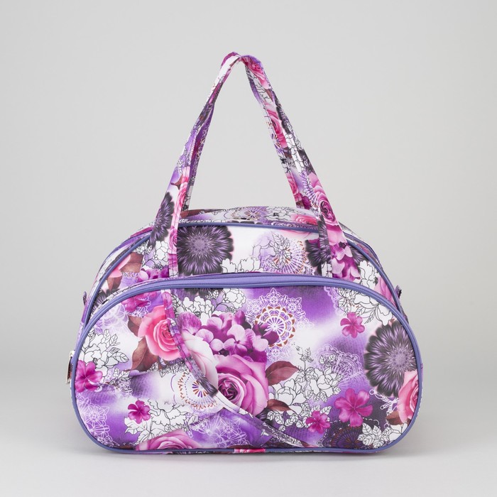 Сумка спортивная на молнии "Розы", 1 отдел, 1 наружный карман, цвет сиреневый
