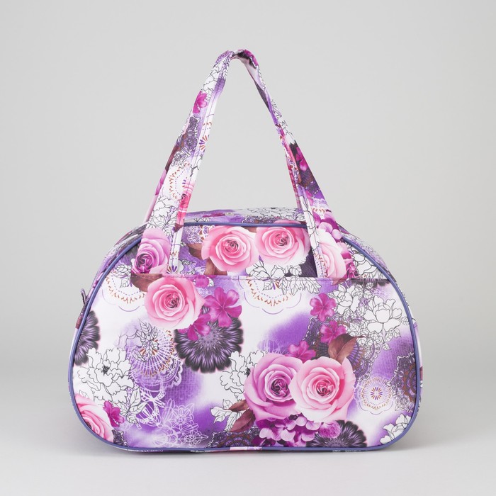 Сумка спортивная на молнии "Розы", 1 отдел, 1 наружный карман, цвет сиреневый