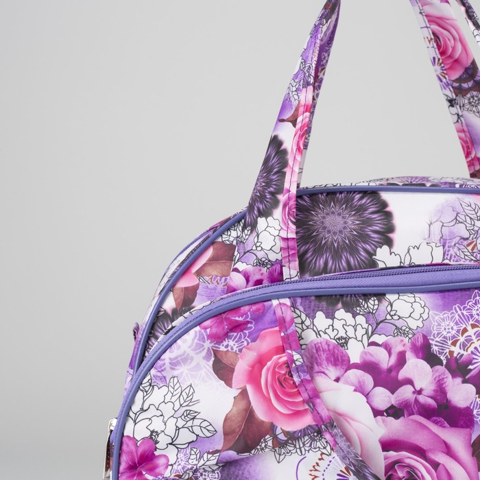 Сумка спортивная на молнии "Розы", 1 отдел, 1 наружный карман, цвет сиреневый