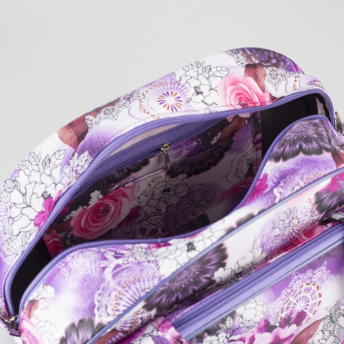Сумка спортивная на молнии "Розы", 1 отдел, 1 наружный карман, цвет сиреневый