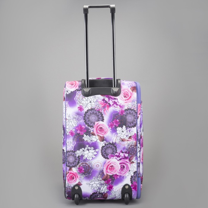 Сумка дорожная на колёсах "Розы", 1 отдел, 3 наружных кармана, длинный ремень, цвет сиреневый
