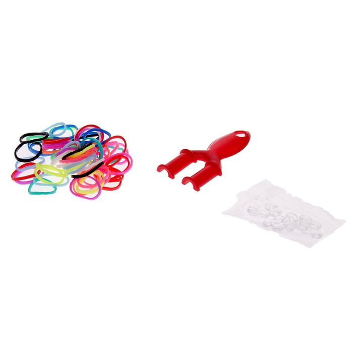 Резиночки для плетения "Праздник" разноцветные, набор 200 шт., крючок 2 шт., крепления, шармы 2 шт. и мастер-класс