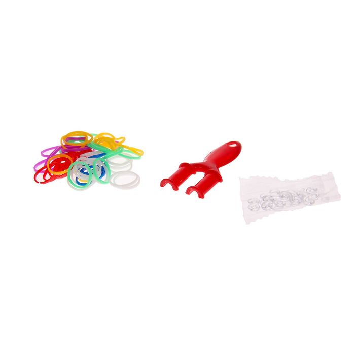 Резиночки для плетения "Космос", набор 180 резиночек, 3 металлических шарма, бусины, наклейки, инструменты и мастер-класс