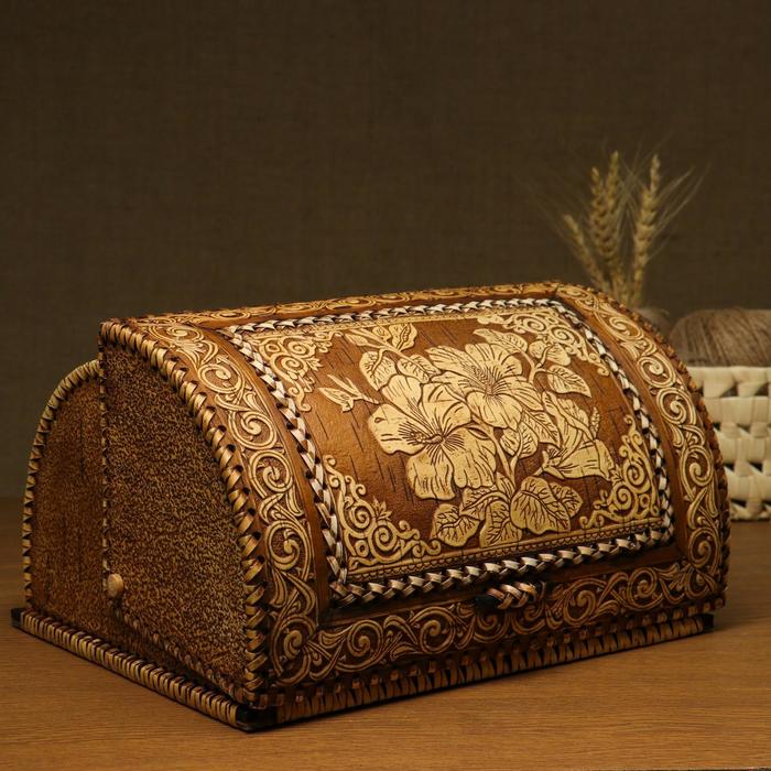 Хлебница «Лилии», 32х25х19 см, береста хлебница плетеная 25×17×21 см береста
