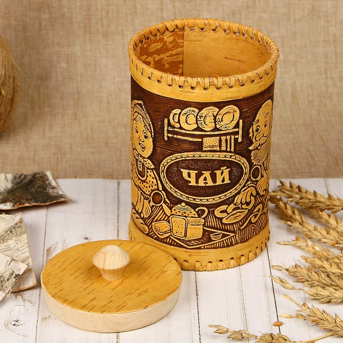 Туес «Дедушка и бабушка», чай, D=10 см