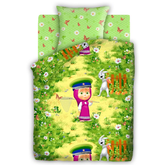 Постельное бельё "Маша и Медведь" На границе 1,5 сп., размер 143х215 см, 150х214 см, 70х70 см-1 шт., 120 г/м2