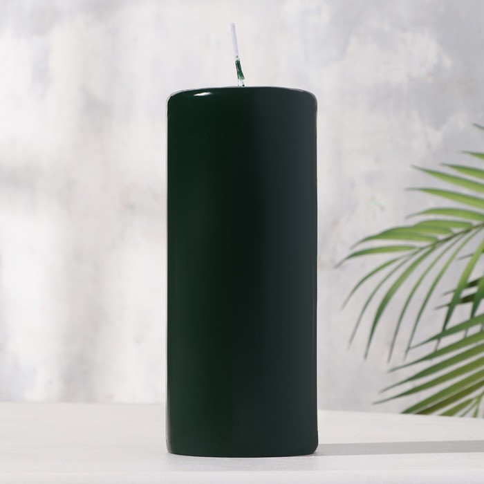 Свеча классическая 8х20 см, темно-зеленая