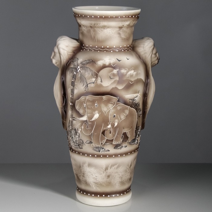 Ваза напольная "Дора" жемчуг, слон, микс