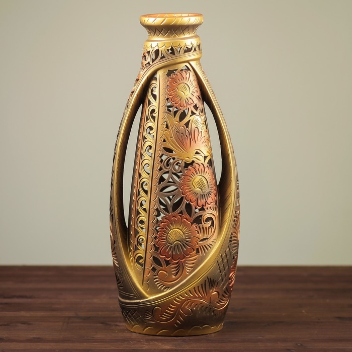 Ваза напольная "Венеция" резка, коричневая