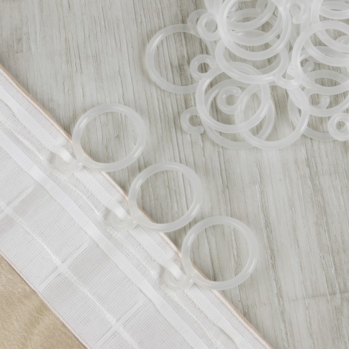 Кольцо для штор с крючком, d=35мм, цвет прозрачный