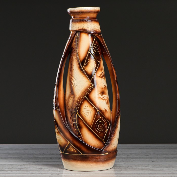 Ваза напольная "Венеция" художественная роспись, роспись, абстракция, коричневый, микс