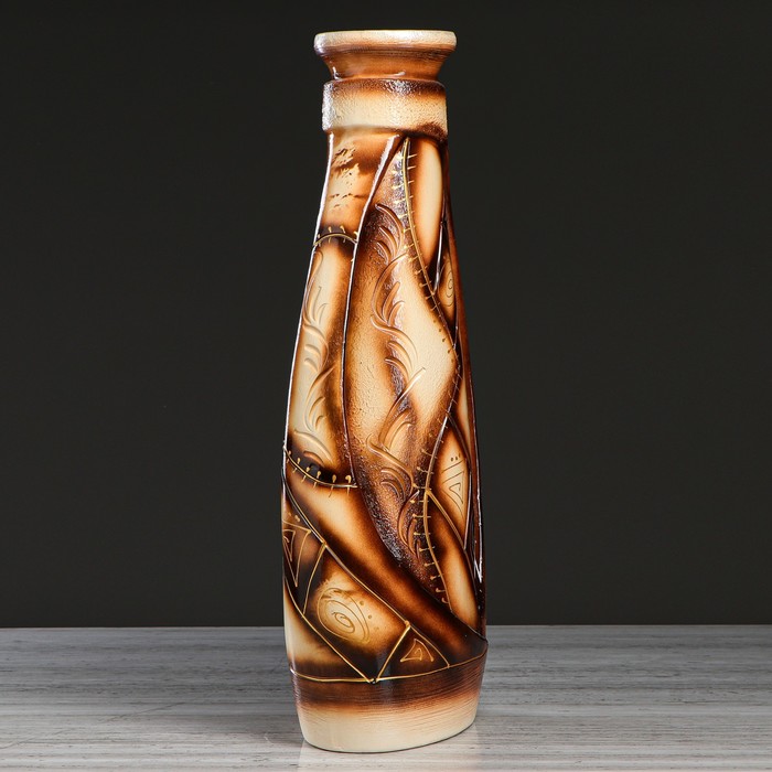 Ваза напольная "Венеция" художественная роспись, роспись, абстракция, коричневый, микс