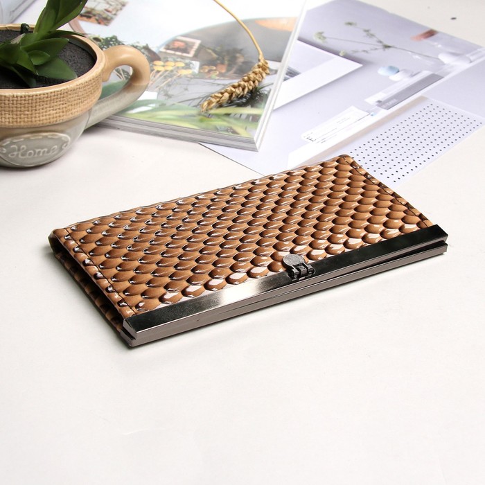 Кошелёк женский раскладной "Альма", 4 отдела, лакированный тёмно-коричневый