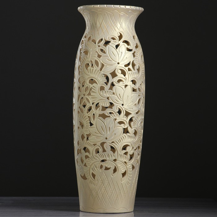 Ваза напольная "Луиза" резка, слоновая кость