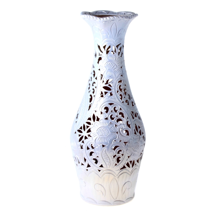 Ваза напольная форма "Ромашка" резка белая