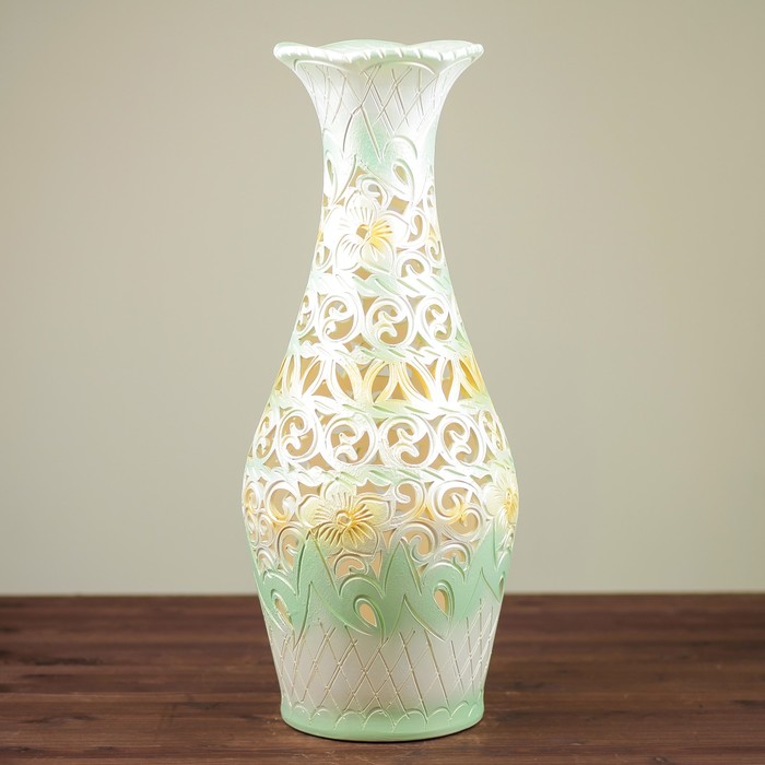Ваза напольная форма "Ромашка" резка салатовая