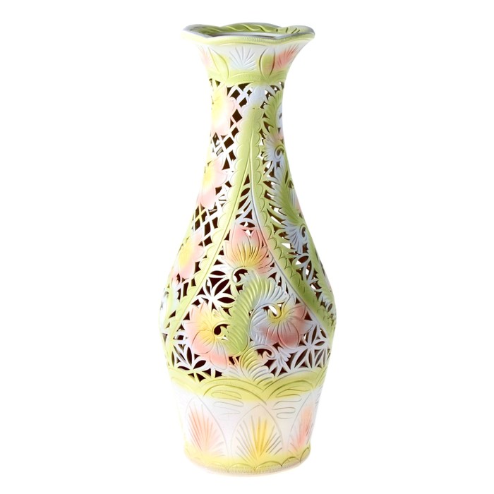 Ваза напольная форма "Ромашка" резка салатовая
