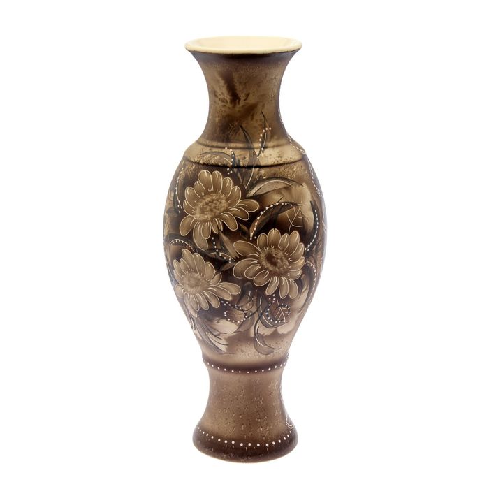 Ваза напольная "Юлия" жемчуг, цветы