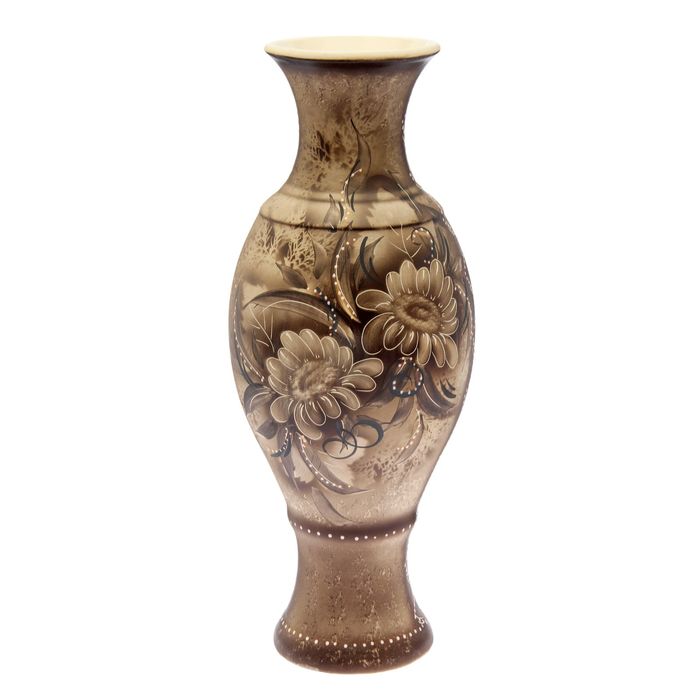 Ваза напольная "Юлия" жемчуг, цветы