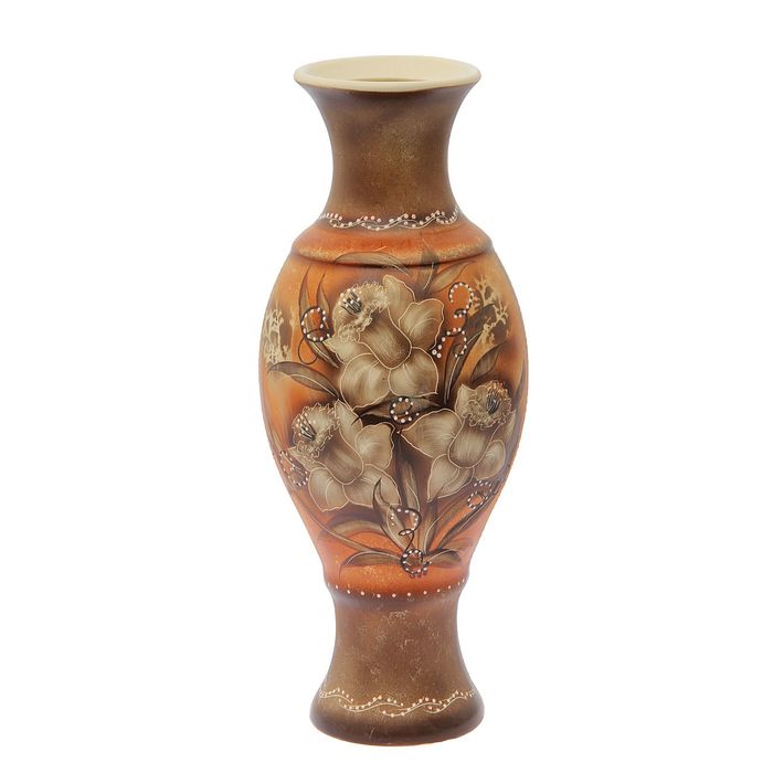 Ваза напольная "Юлия" жемчуг, цветы