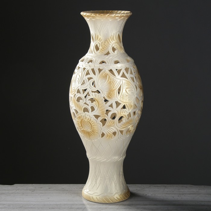 Ваза напольная "Юлия" резка, светлое, золото