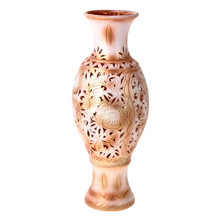 Ваза напольная "Юлия" резка, крем, золото