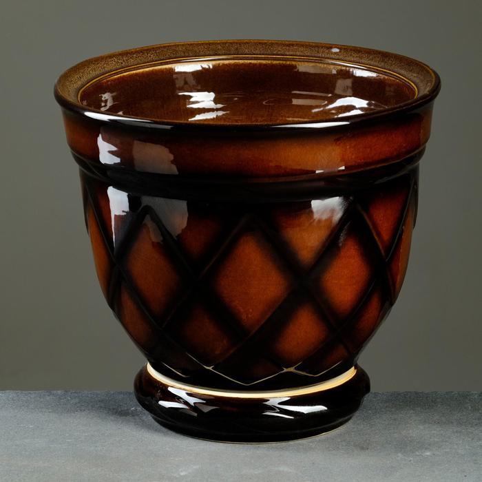 Кашпо "Ромб" коричневое 9 л