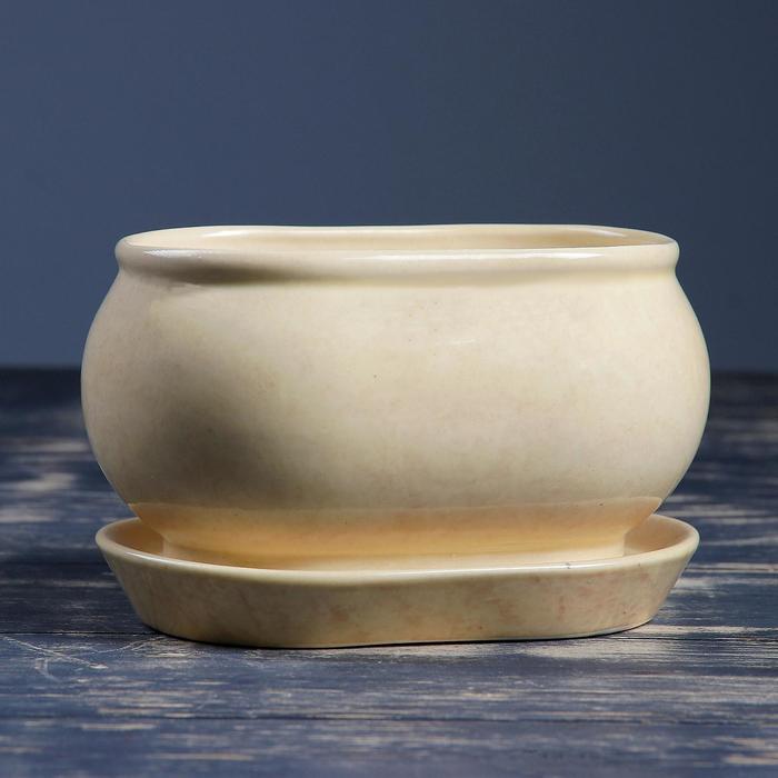 Горшок декоративный "Танго№3" 1,1л 15*10*10см бежевый