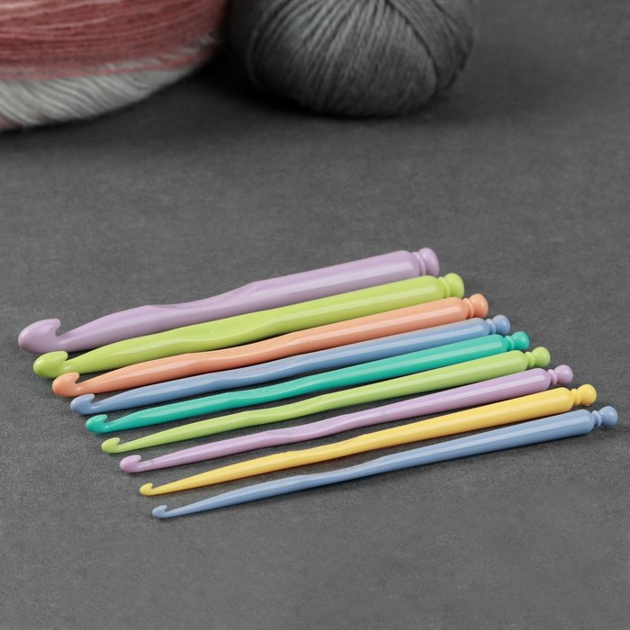 Набор крючков для вязания, d = 2,5-10 мм, 15 см, 9 шт, цвет разноцветный набор тунисских крючков для вязания 3 10 мм бамбуковые спицы для вязания шт