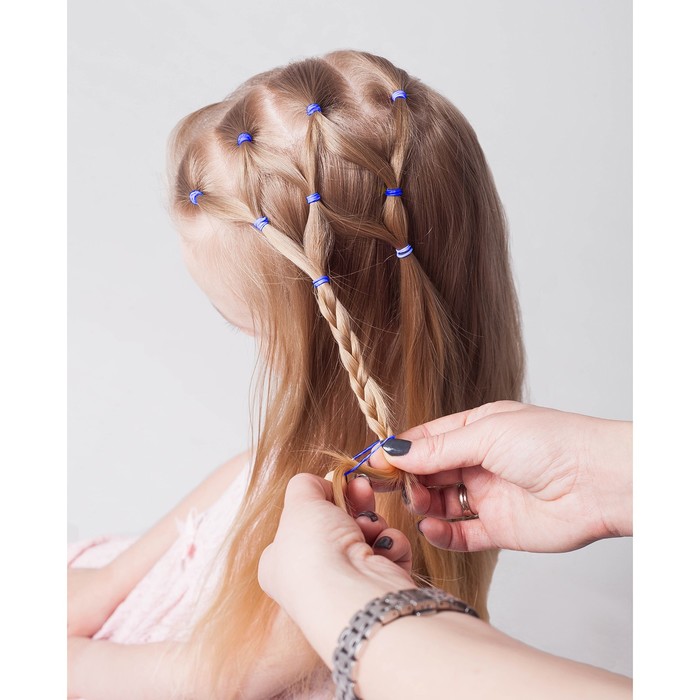 Набор резинок для волос, 200 шт., аромат ананаса, цвет синий