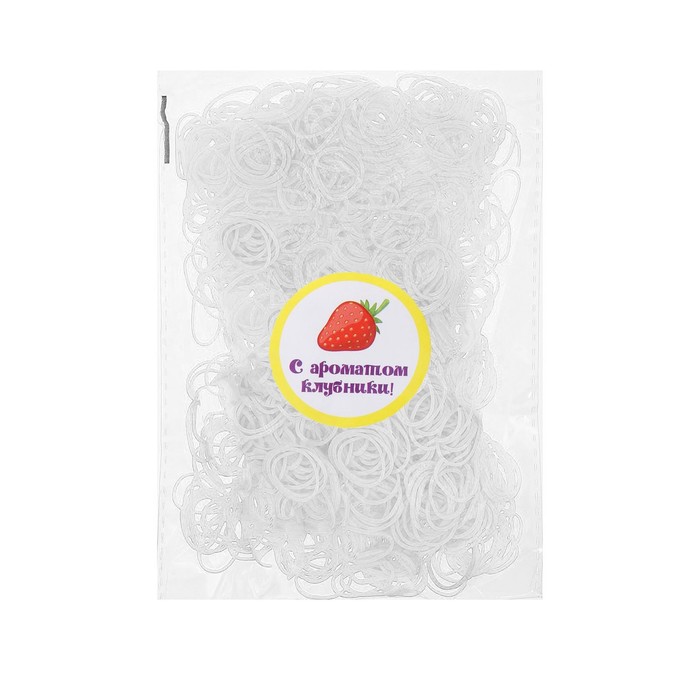 Набор резинок для волос, 200 шт., аромат клубники, цвет белый