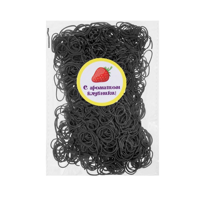 Набор резинок для волос, 200 шт., аромат клубники, цвет чёрный