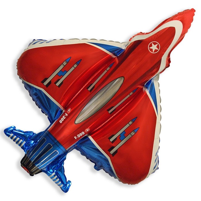 Шар фольгированный 12 «Истребитель» для палочки, цвет красный шар фольгированный 16 самолёт для палочки цвет оранжевый