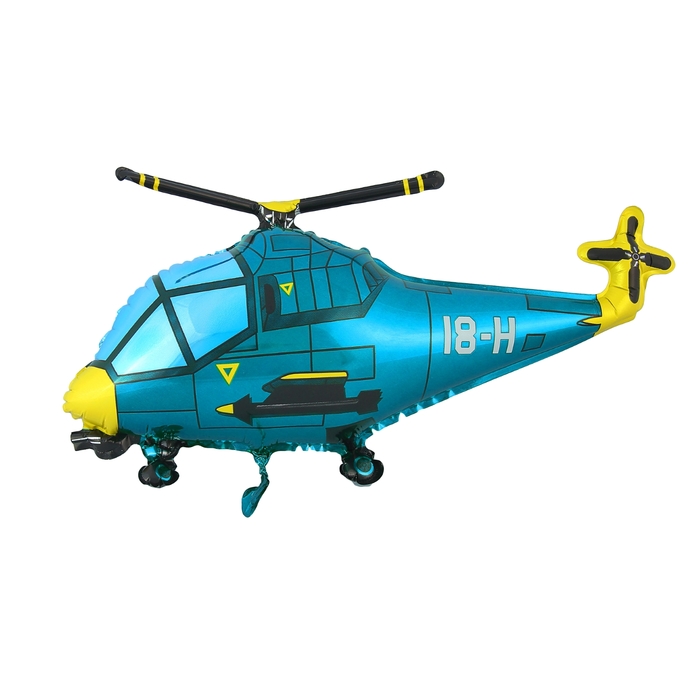Шар фольгированный 12" "Вертолёт синий" для палочки