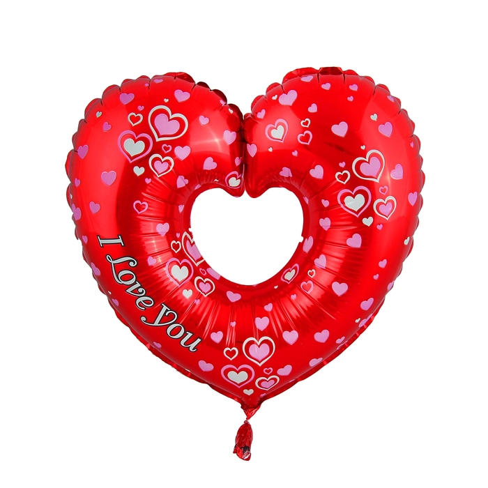 Шар фольгированный 12" I Love You "Сердце" для палочки, цвет красный