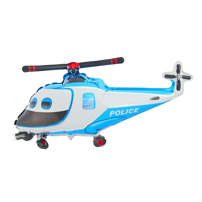 Шар фольгированный 12" "Вертолёт полиция" для палочки