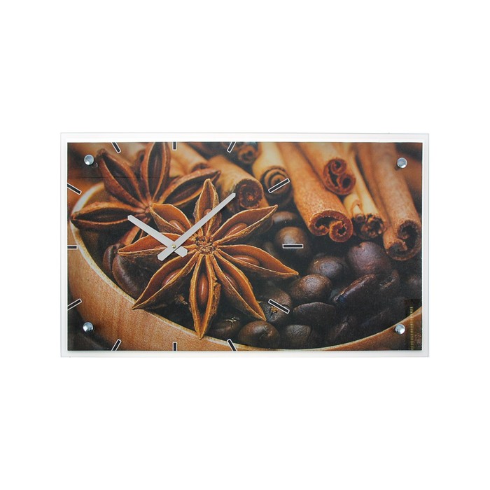 Часы настенные прямоугольные "Кофе с корицей", 35х60 см  микс