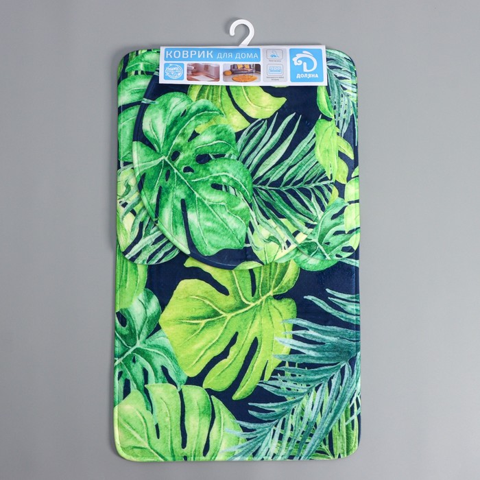 Набор ковриков для ванной и туалета "Листья" 3 шт, цвет МИКС