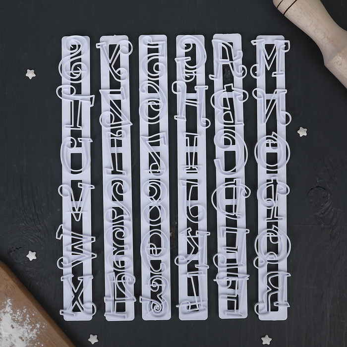 Набор печатей для марципана и теста "Буквы и Цифры", 6 шт 25х9х1,5 см