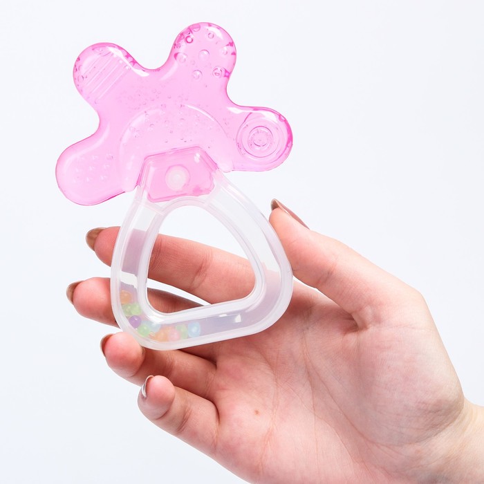 Погремушка-прорезыватель «Ручка», цвет розовый