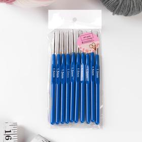 Крючок для вязания, с пластиковой ручкой, d = 1,5 мм, 13,5 см, цвет синий от Сима-ленд