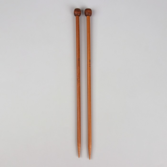 Спицы для вязания прямые, d=6мм, 25см, 2шт