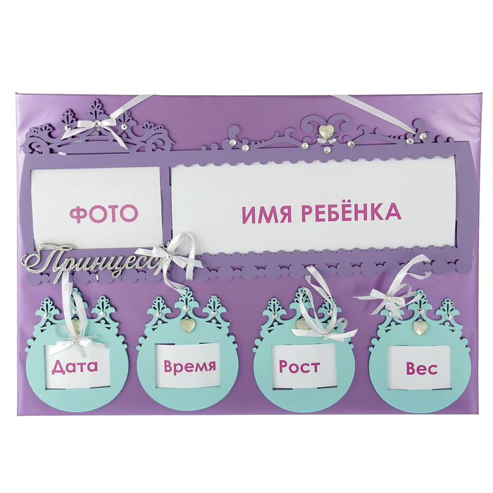 Фоторамка 9х13 см "Принцесса" с декоративными фигурками, сиреневая